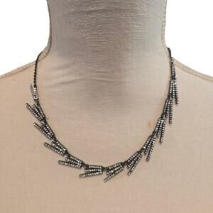 Necklace INC Linear Cascading Clear Rhinestone Statement Gunmetal 20" SKU2886